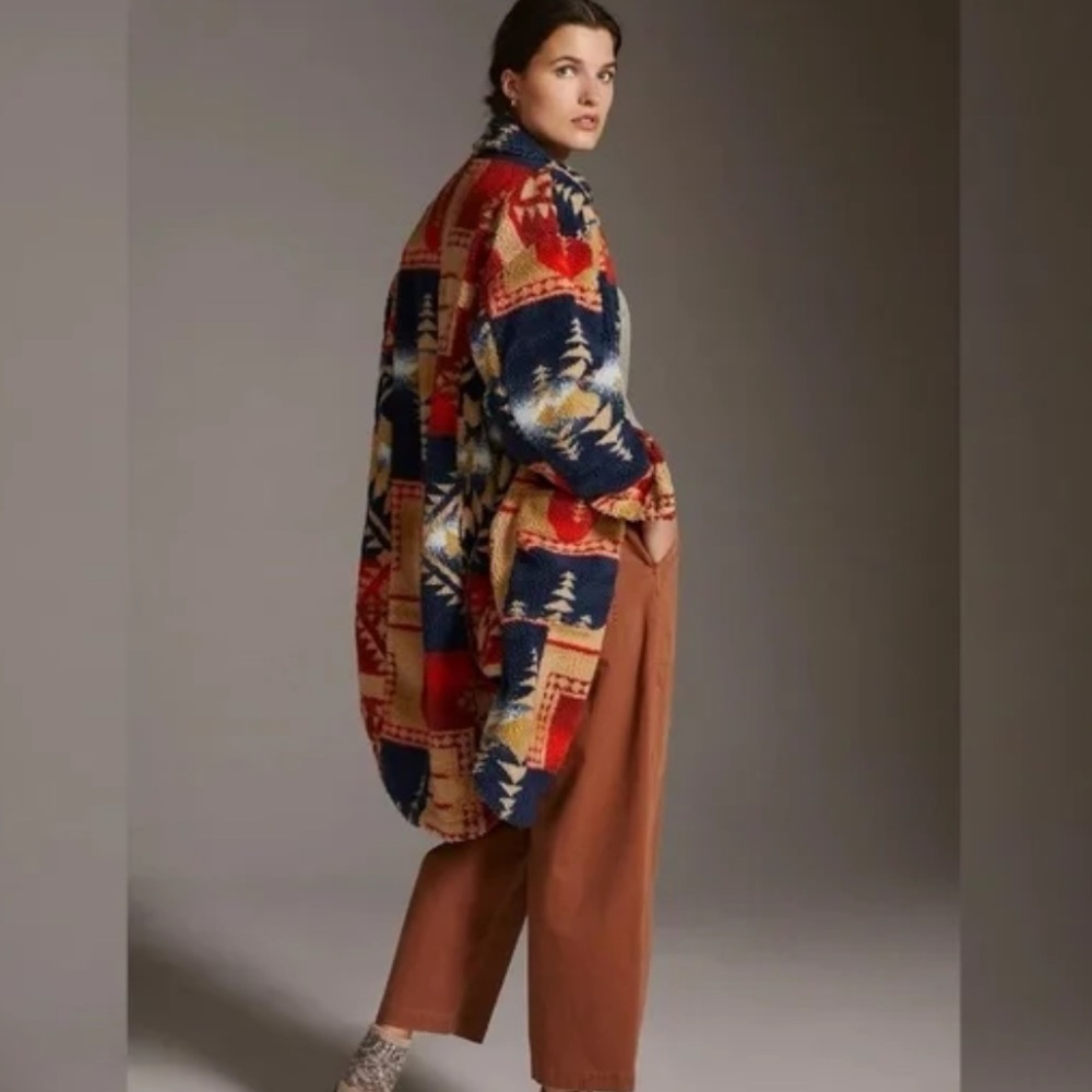 Anthropologie Pilcro Leopard Duster Sherpa Jacket - Picture 6 of 7